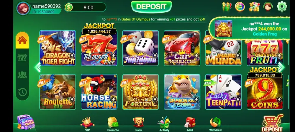 Lucky866 Game interface