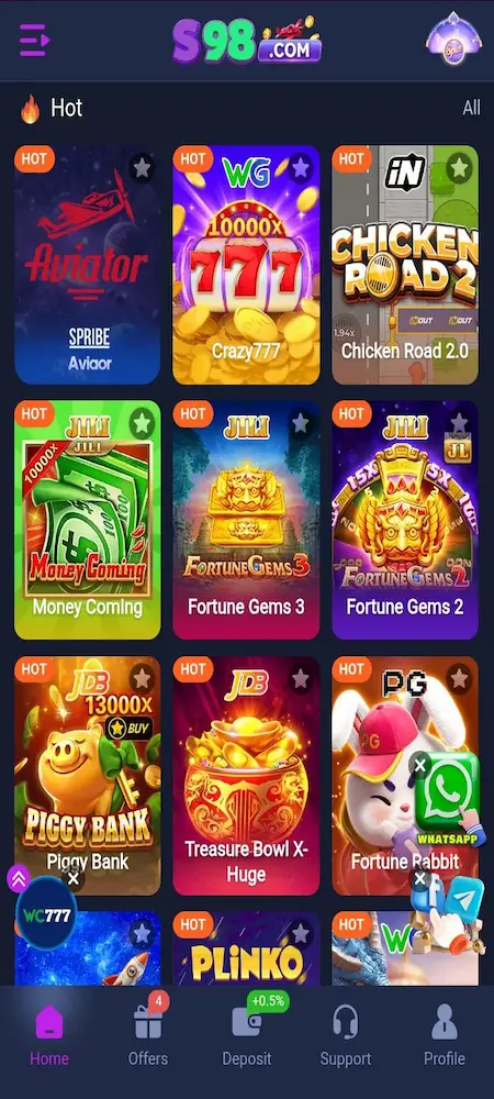 S98 Game interface