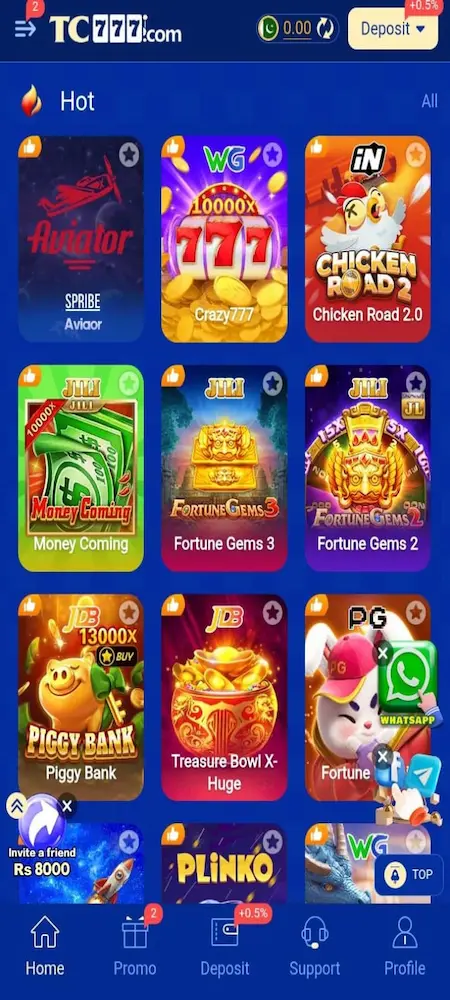 TC777 Game interface