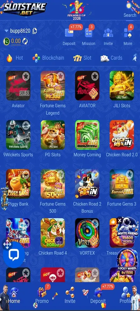 Slotstake game interface